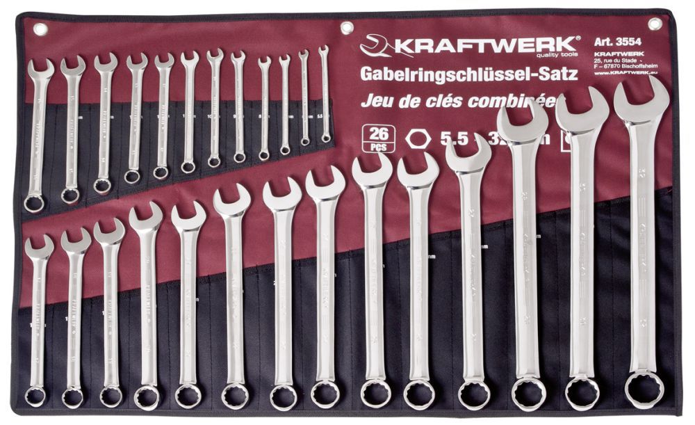 Produktbild KRAFTWERK Gabelringschlüsselsatz 5,5-32mm 26 Teile in Rolltasche