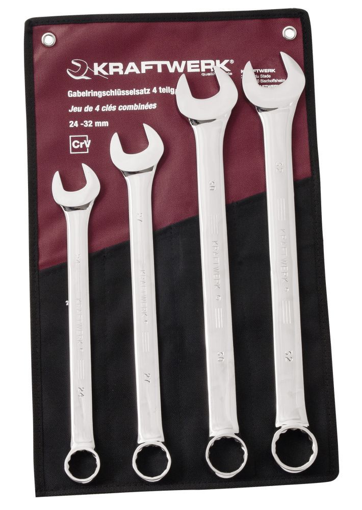 Produktbild KRAFTWERK Gabelringschlüsselsatz 24-32mm 4 Teile in Rolltasche