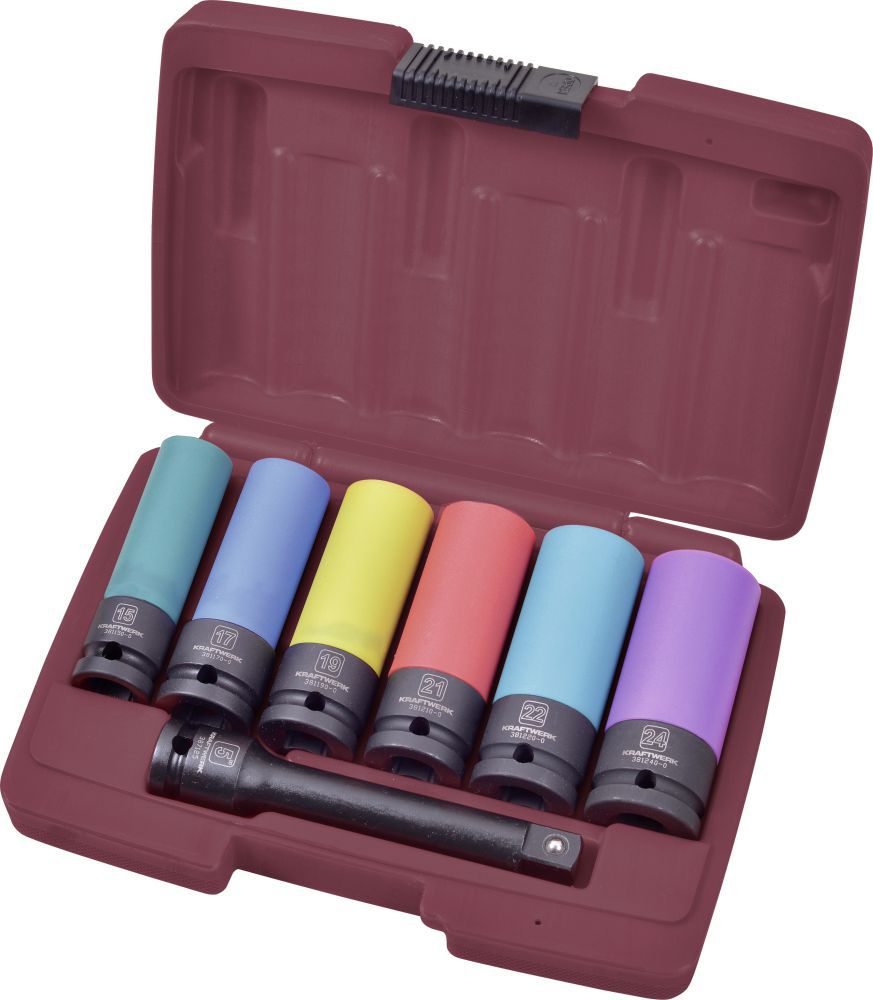 Produktbild KRAFTWERK Schlag Steckschlüssel Satz lang 1/2" 7 Teile