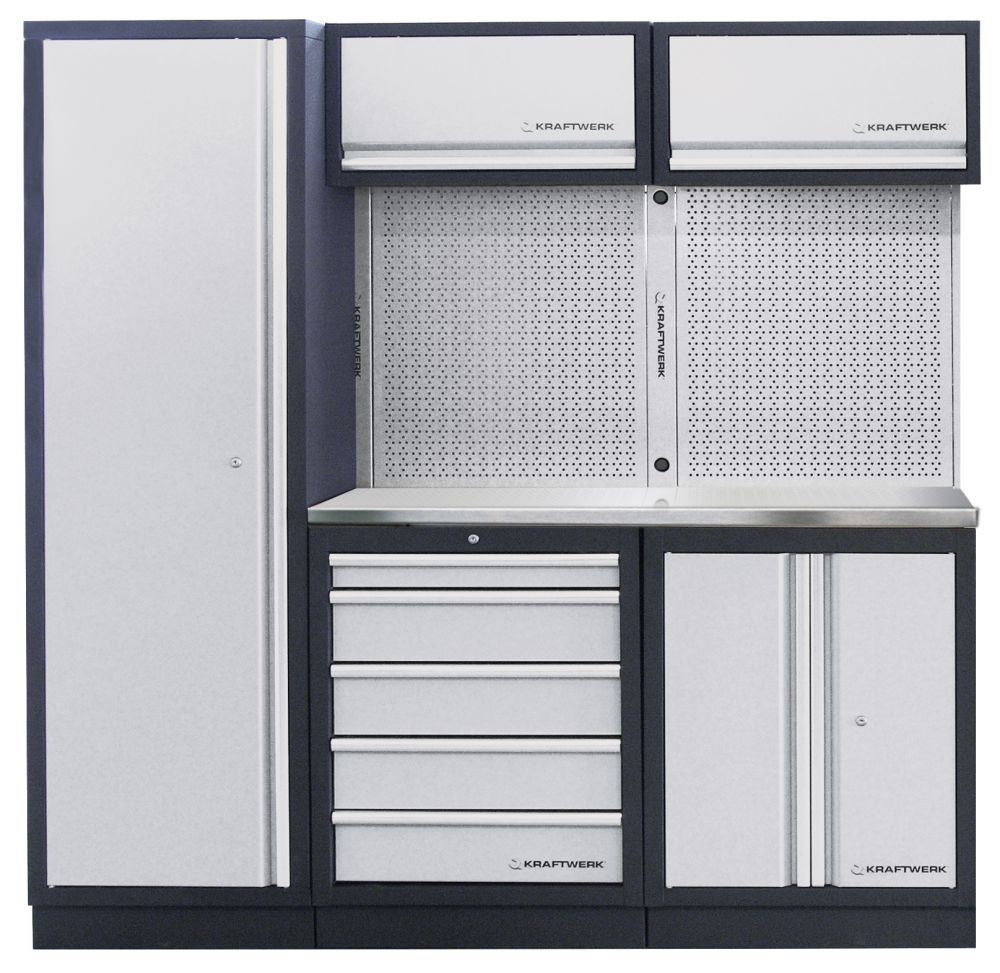 Produktbild Kraftwerk MOBILIO 3 Element Werkstatt Schrankwand und rostfreie Arbeitsplatte
