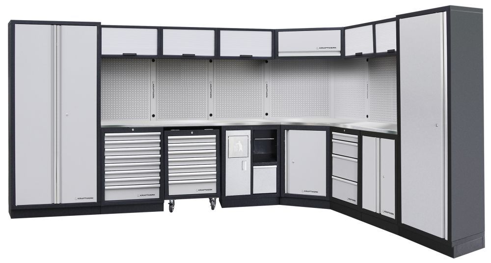 Produktbild Kraftwerk MOBILIO 8 Element Werkstatt Schrankwand 3 Arbeitsplatten