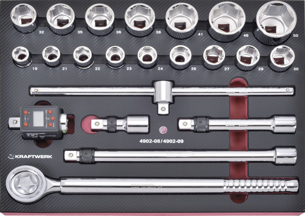 Produktbild Kraftwerk Steckschlüsselsatz EVA 3/4 Zoll Drehmoment Adapter 22 Teile