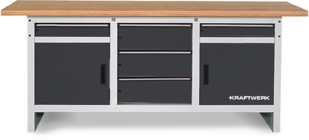 Produktbild Kraftwerk Industry Werkbank 840x2000x700 mm mit 2 Türen und 5 Schubladen