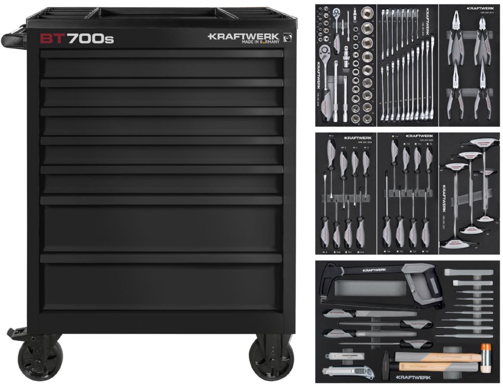 Produktbild Kraftwerk BT LINE Werkstattwagen BT700s 7 Schubladen schwarz 113 Teile