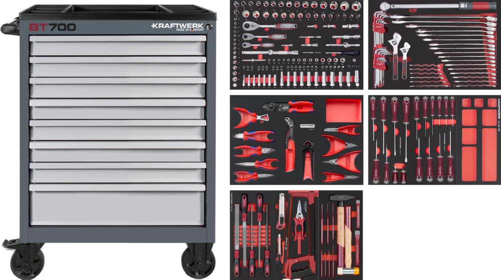 Produktbild Kraftwerk BT LINE Werkstattwagen BT700 mit 8 Schubladen 243 Teile