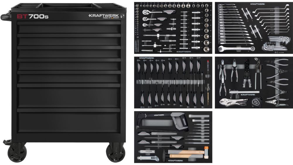 Produktbild Kraftwerk BT LINE Werkstattwagen BT700s mit 7 Schubladen schwarz 194 Teile