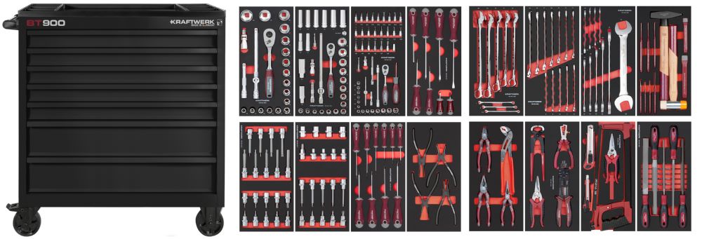 Produktbild Kraftwerk BT LINE Werkstattwagen BT900 mit 7 Schubladen in schwarz 241 Teile