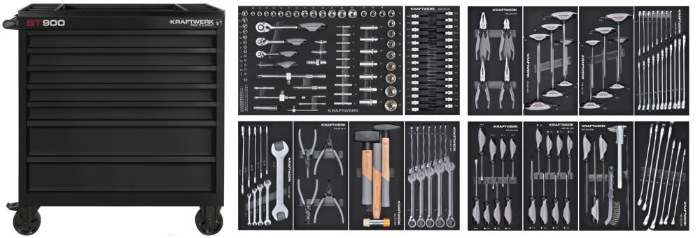 Produktbild Kraftwerk BT LINE Werkstattwagen BT900 mit 7 Schubladen in schwarz 211 Teile