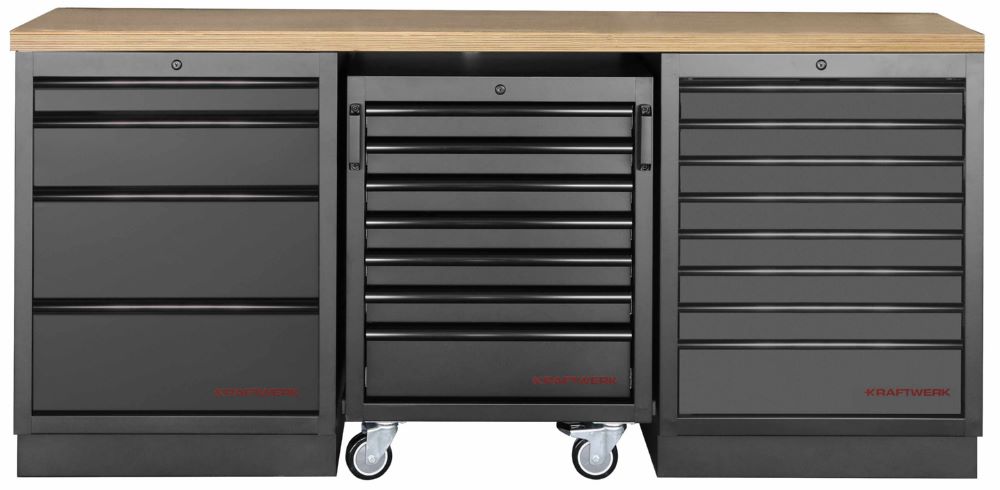 Produktbild Kraftwerk MOBILIO Black Werkstattschrank 3er Kombi Buche tiefschwarz