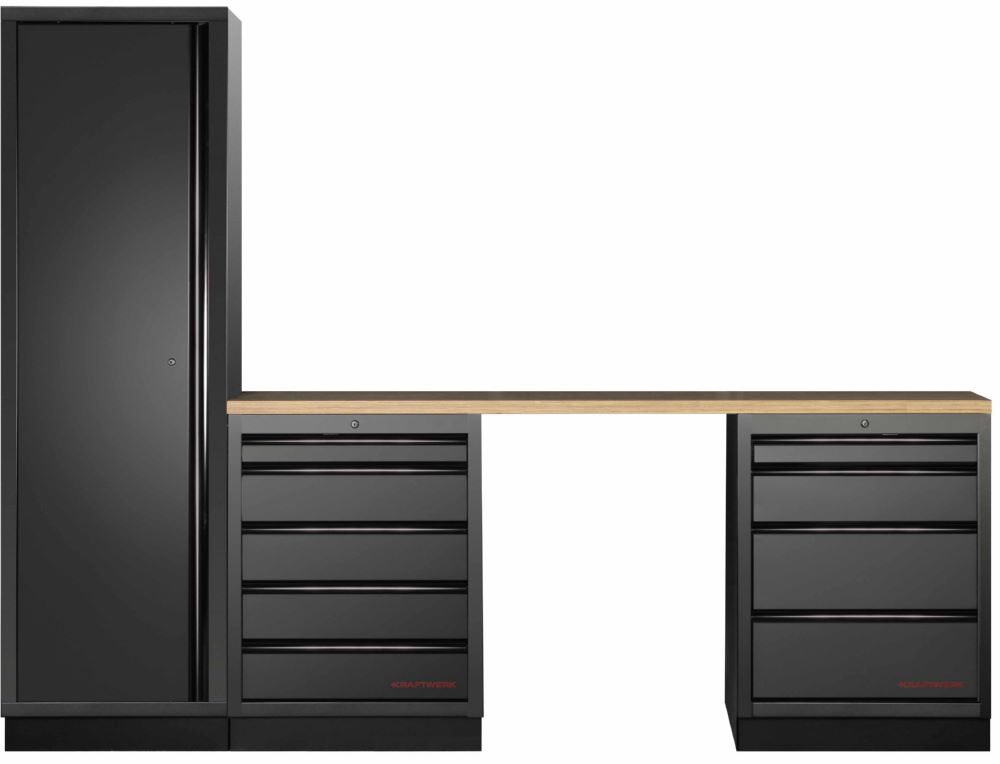 Produktbild Kraftwerk MOBILIO Black 3er Werkstattschrank System schwarz Buche