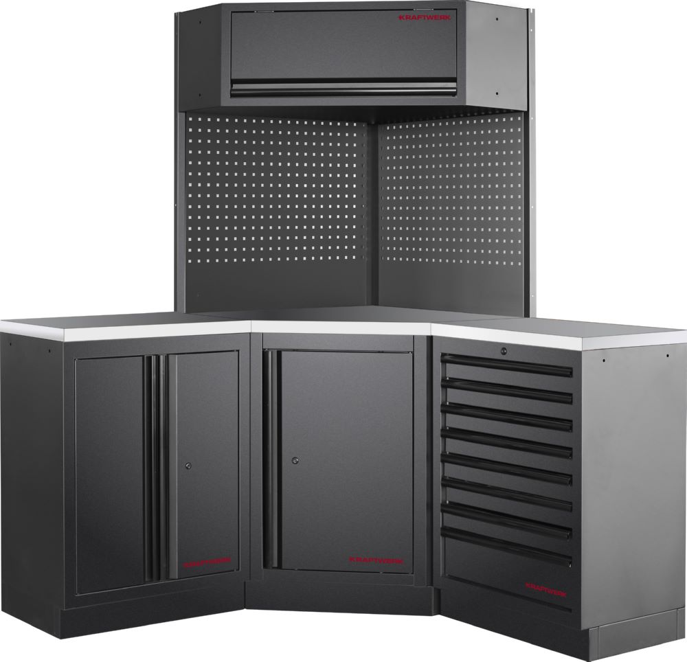 Produktbild Kraftwerk MOBILIO Black 3er Werkstattschrank Eckelement Edelstahl 430