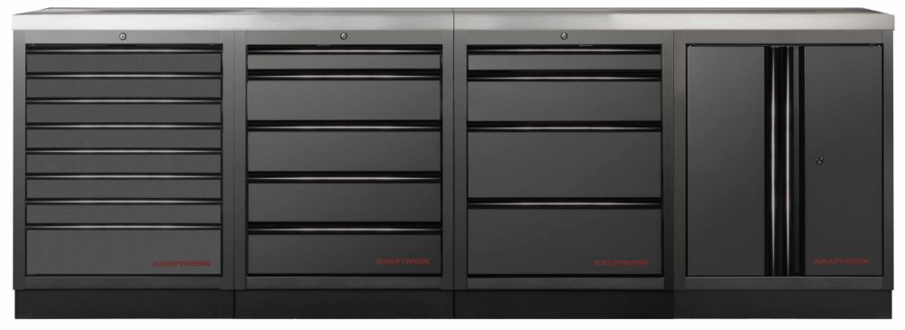 Produktbild Kraftwerk MOBILIO Black 4er Werkstatt Unterschrank Kombi Edelstahl 430