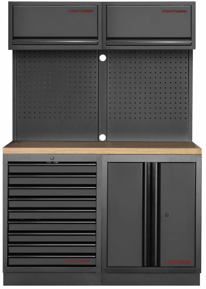 Produktbild Kraftwerk MOBILIO Black 2er Werkstattschrank System Lochwand Buche