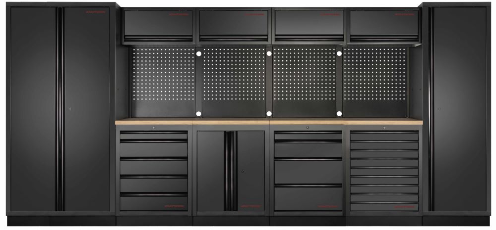 Produktbild Kraftwerk MOBILIO Black 6er Werkstattsystem Arbeitsplatte aus Buche