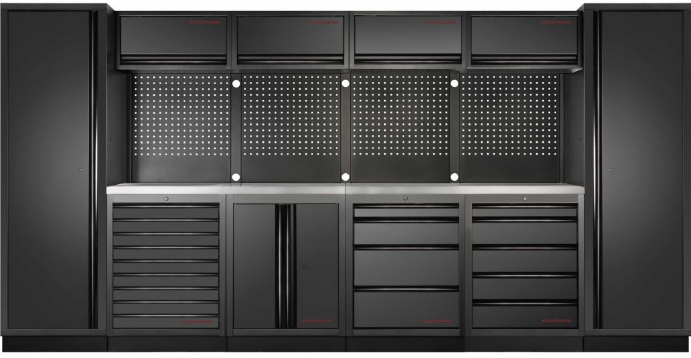 Produktbild Kraftwerk MOBILIO Black Werkstatt Schrankwand System 6er Kombi Arbeitsplatte Edelstahl 430