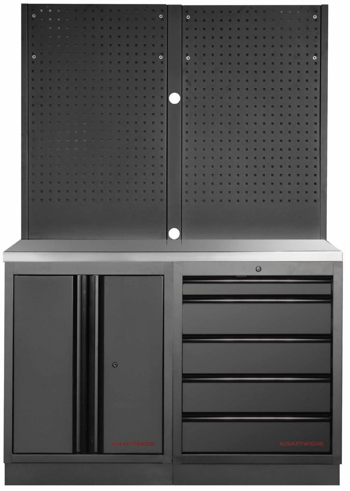 Produktbild Kraftwerk MOBILIO Black 2er Werkstattsystem Arbeitsplatte aus Edelstahl 430