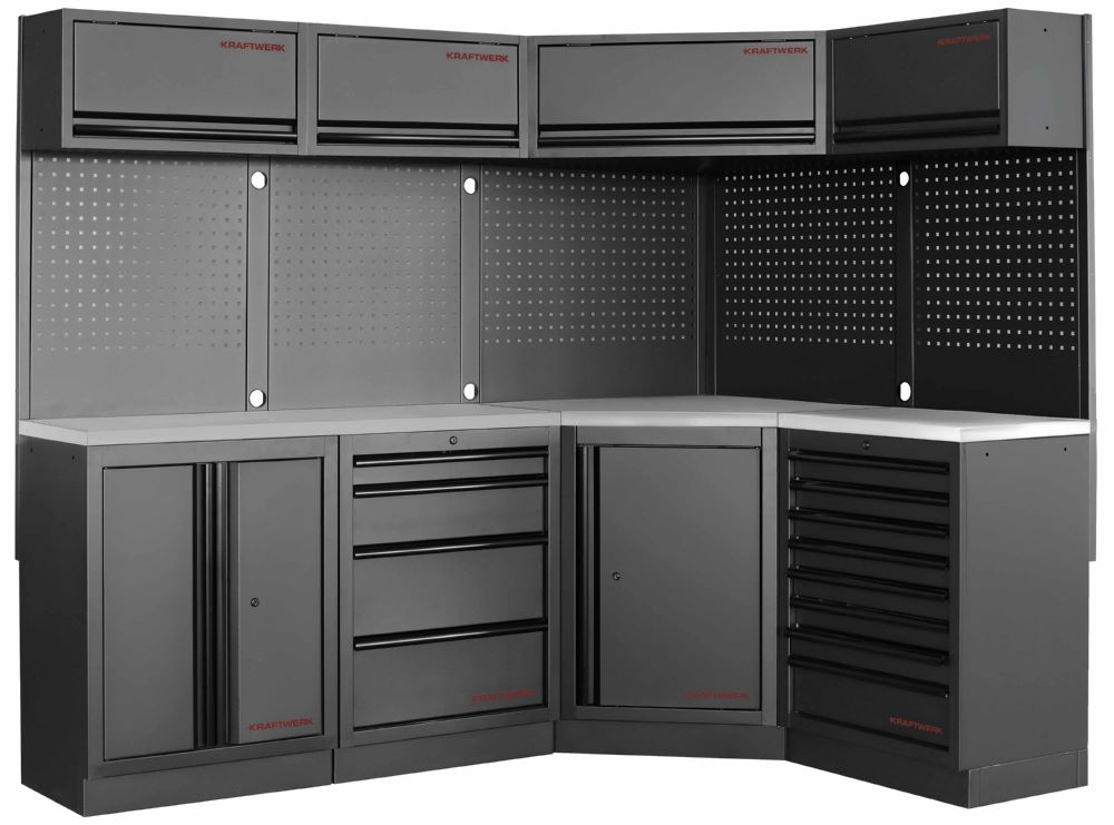 Produktbild Kraftwerk MOBILIO Black 4er Werkstattschrank Platte aus Edelstahl 430