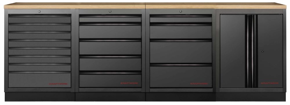 Produktbild Kraftwerk MOBILIO Ex Black 4er Werkstatt Unterschrank Kombi Buche