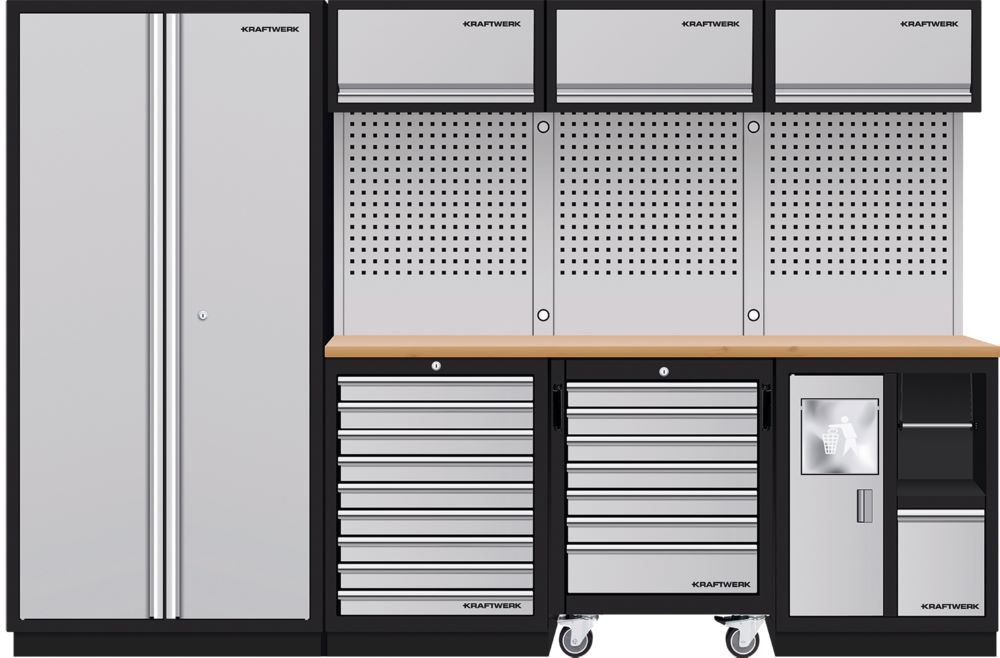 Produktbild Kraftwerk 4er Komplett Kombi mit Lochwand Mobilio-Ex Länge 2955 mm Buche bild 1