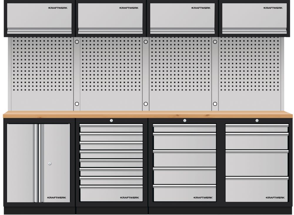 Produktbild Kraftwerk MOBILIO 4er Kompakt Kombi mit Lochwand Buche Multiplex
