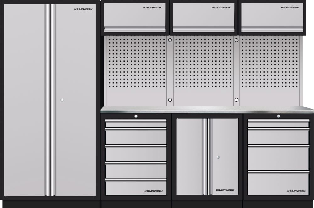 Produktbild Kraftwerk MOBILIO 4er Komplett Kombi mit Lochwand Edelstahl 430
