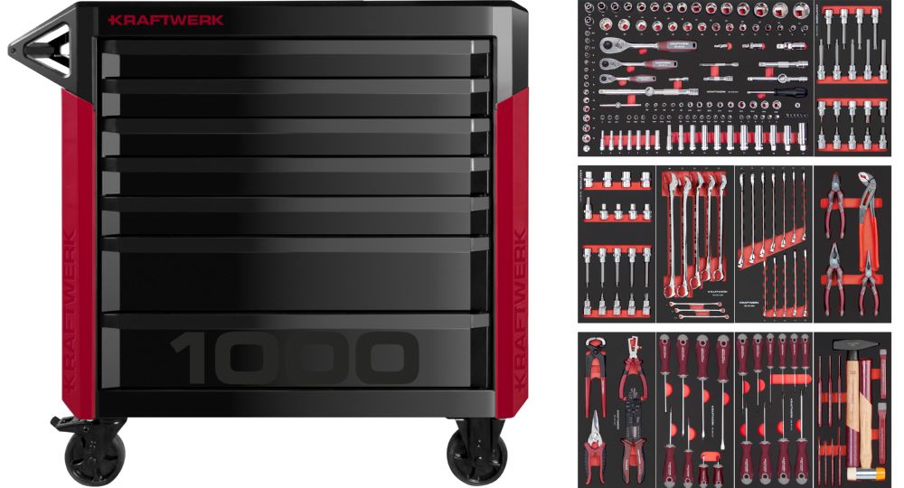 Produktbild Kraftwerk PRO LINE Werkstattwagen PT1000 mit 7 Schubladen 221 Teile