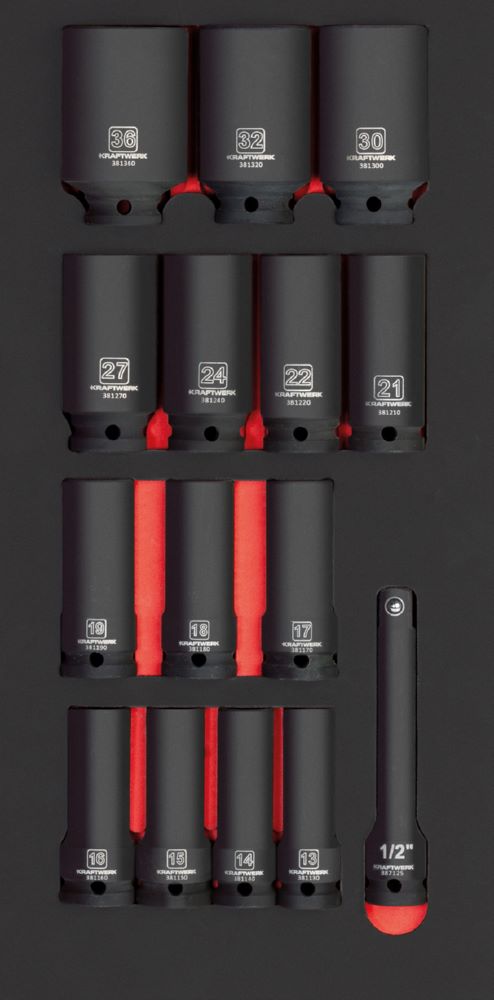 Produktbild Kraftwerk Schlag Steckschlüsseleinsatz 1/2 Zoll lang 15 teilig