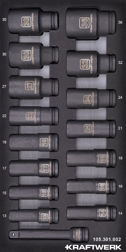 Produktbild Kraftwerk Schlag Steckschlüsseleinsatz metrisch lang 1/2 Zoll 16 teilig