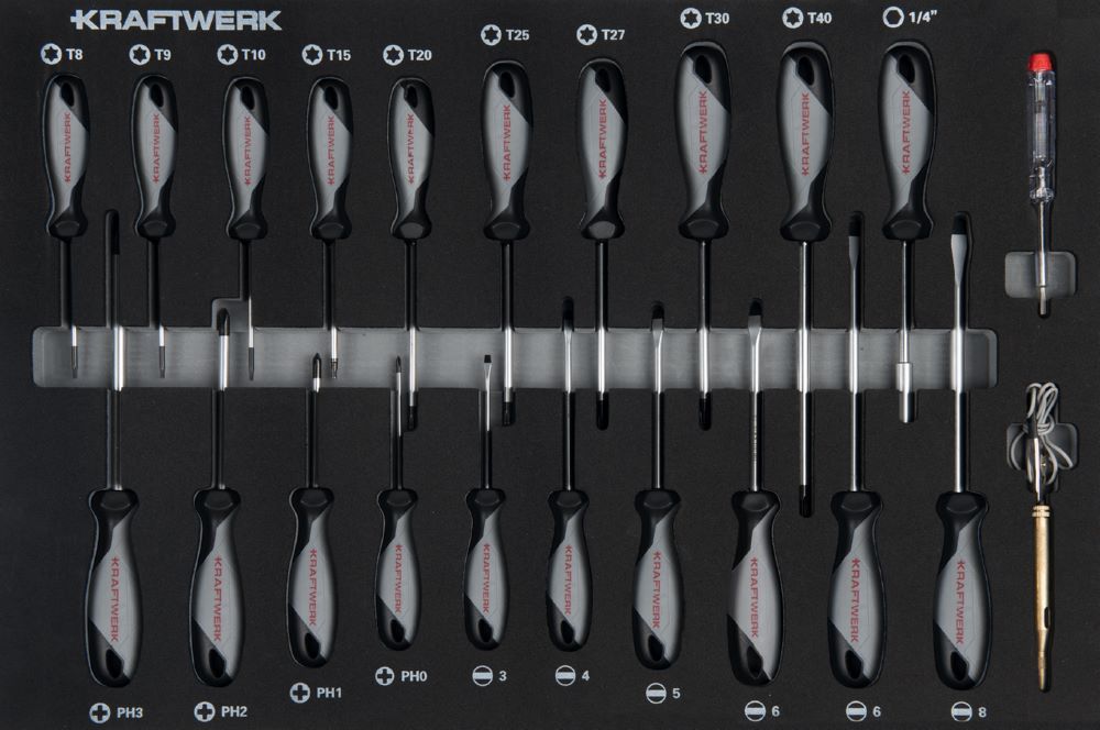 Produktbild Kraftwerk Schraubendreher Einlage Torx, Schlitz, Kreuzschlitz, 1/4 Zoll 22-tlg.