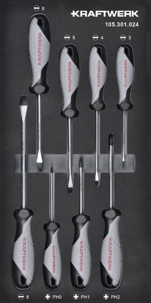 Produktbild Kraftwerk Schraubendreher Schlitz PH 8 teilig 20 x 40 Einlage