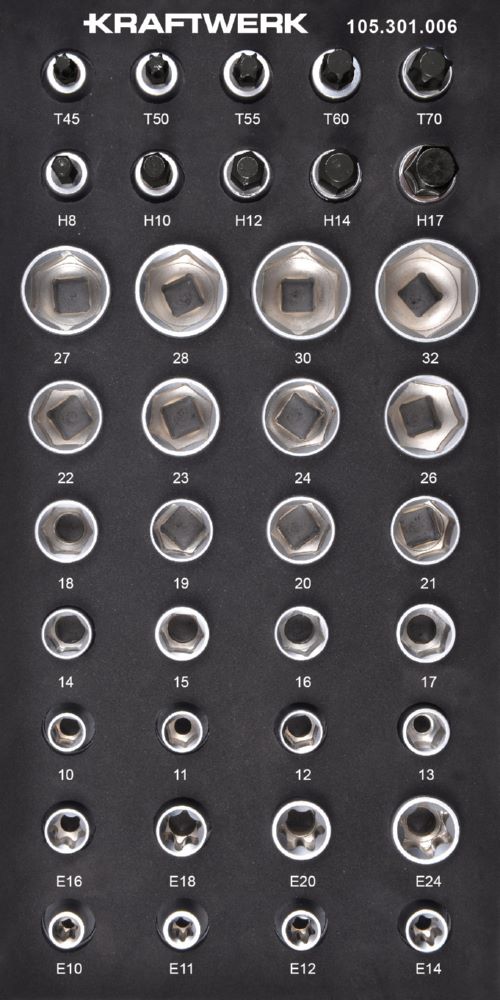 Produktbild Kraftwerk Steckschlüsseleinsatz sechskant Innensechskant Torx 1/2 Zoll 38 teilig