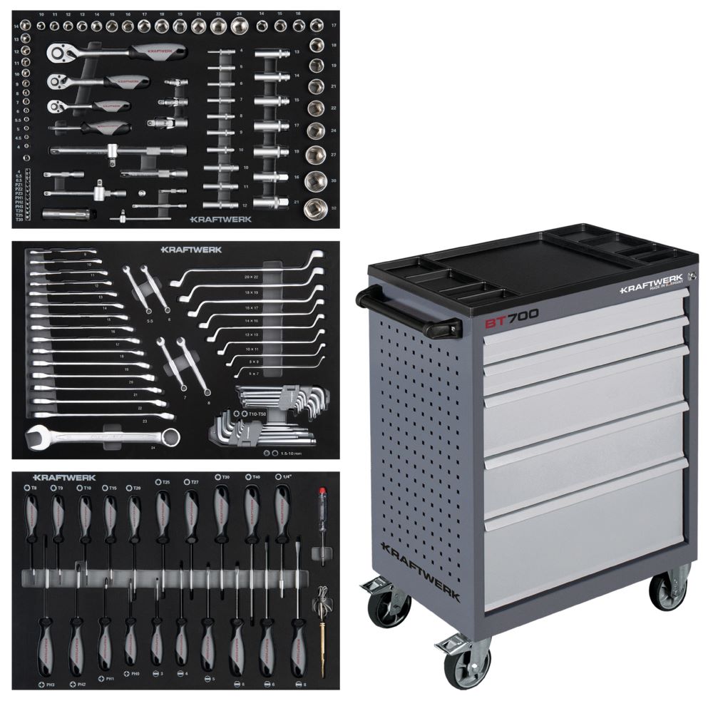 Produktbild Kraftwerk Werkstattwagen BT700 mit 5 Schubladen 154 teilig