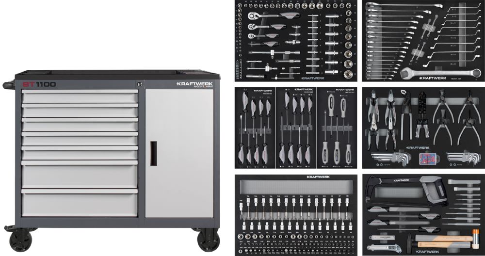 Produktbild Kraftwerk BASIC LINE Werkstattwagen BT1100 7 Schubladen mit 300 Teile