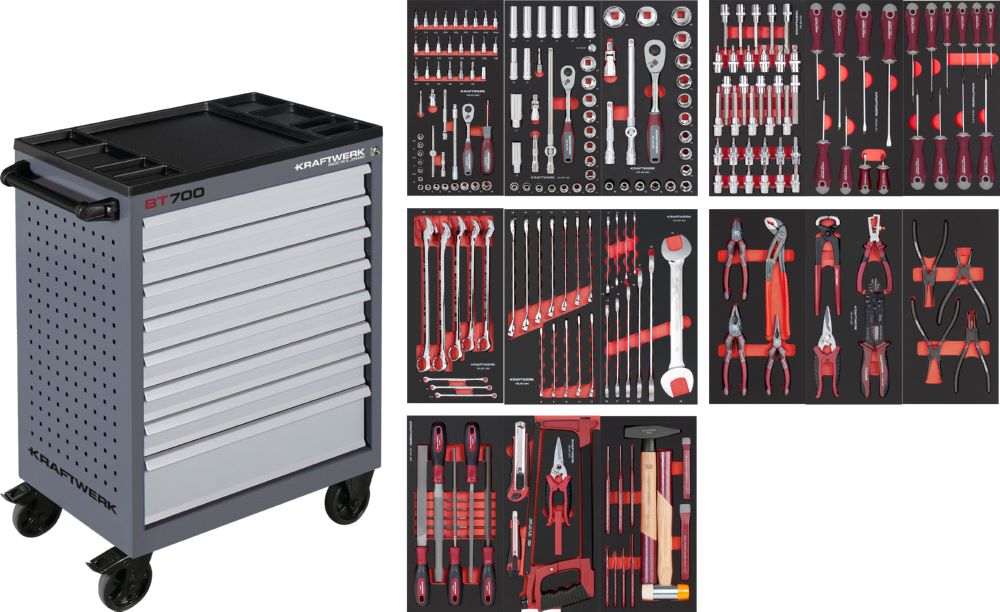 Produktbild Kraftwerk BT LINE Werkstattwagen BT700 mit 8 Schubladen 236 Teile