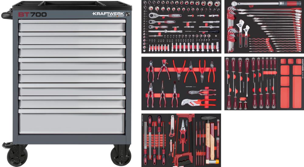 Produktbild Kraftwerk BT LINE Werkstattwagen BT700 mit 8 Schubladen 242 Teile