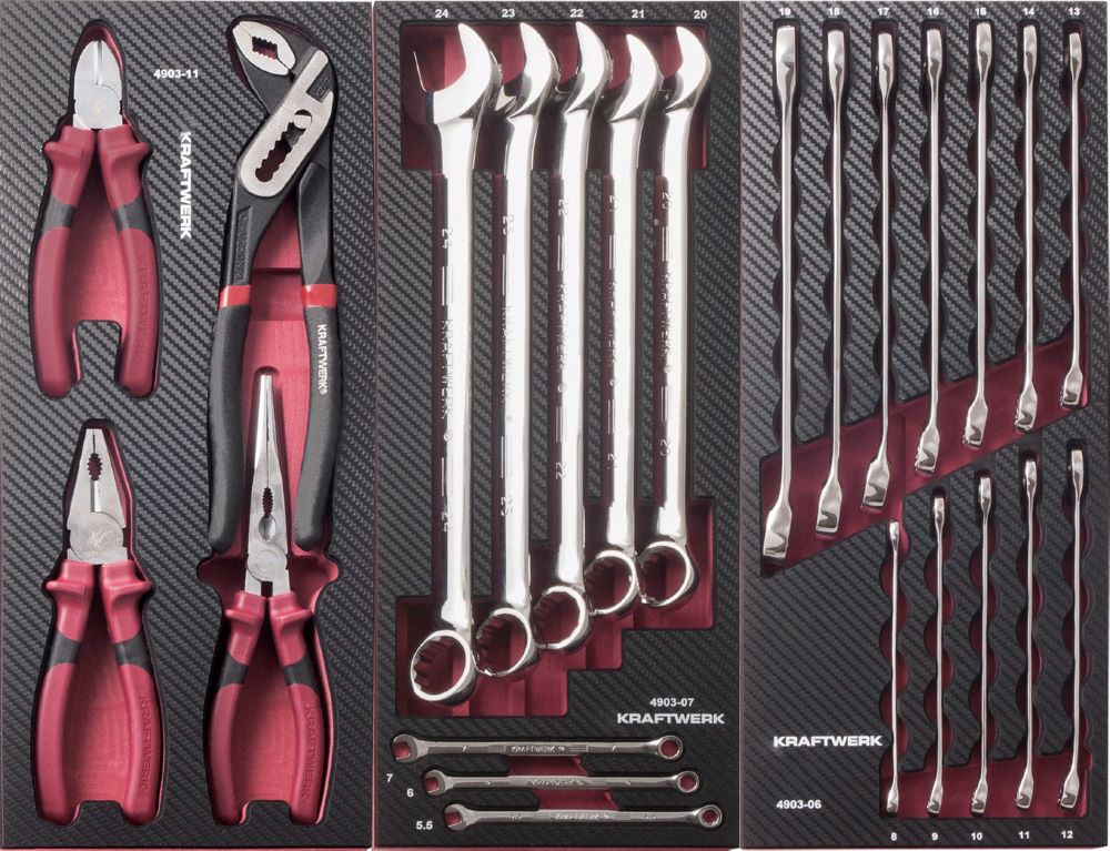 Produktbild Kraftwerk Werkzeugsatz EVA Ring Maulschlüssel und Zangen 24 Teile