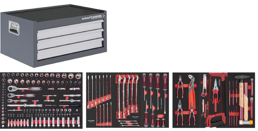 Produktbild Kraftwerk BT LINE Werkzeugtruhe für BT700/ LT700 mit 3 Schubladen 189 Teile