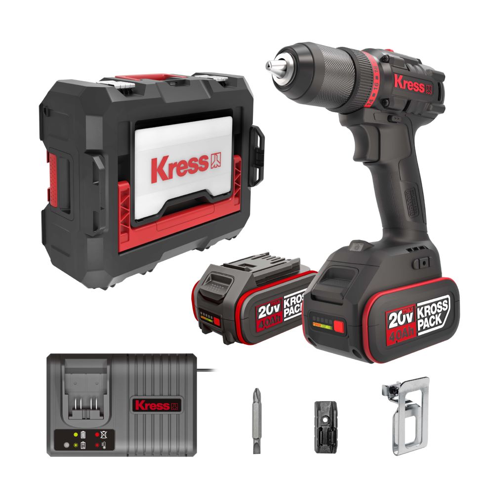 Produktbild Kress KUA71 Akku Bohrschrauber 20 V 60 Nm 2 x 4.0 Ah Ladegerät 6A Stapelbox