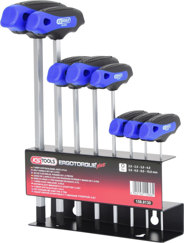 Produktbild KS Tools ERGOTORQUEplus T Griff Innensechskant Schlüssel Satz 8 Teile