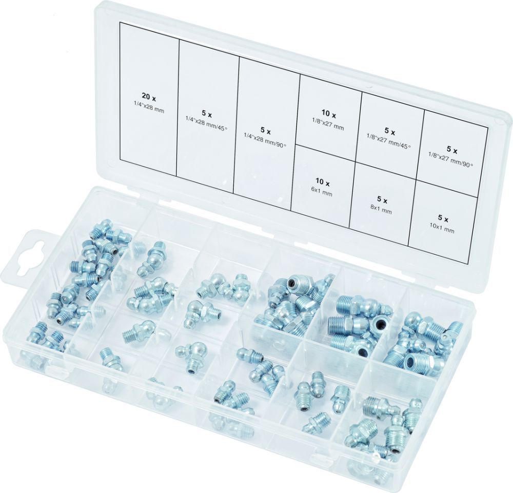 Produktbild KS Tools Sortiment Schmiernippel metrisch und Zoll 70 Teile