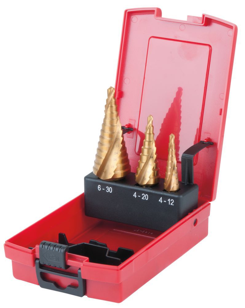 Produktbild KS Tools HSS TiN Stufenbohrer Satz Kunststoffkassette 3 teilig