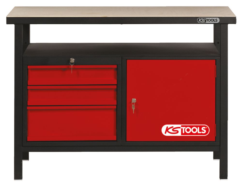 Produktbild KS TOOLS Werkbank mit 3 Schubladen und 1 Tür H840xB1200xT600mm bild 6