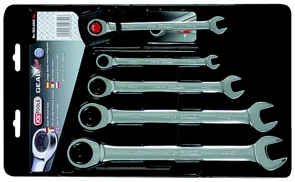 Produktbild KS Tools GEARplus Ratschenringmaulschlüssel Satz 5-teilig 5/16 Zoll - 3/4 Zoll