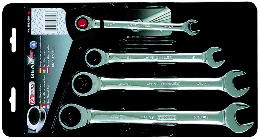 Produktbild KS Tools GEARplus Ratschenringmaulschlüssel Satz 4-teilig 10 - 19 mm