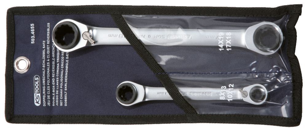 Produktbild KS Tools 4 in 1 GEARplus umschaltbar Doppel Ratschenringschlüssel Satz 2 teilig 8-19mm bild 4