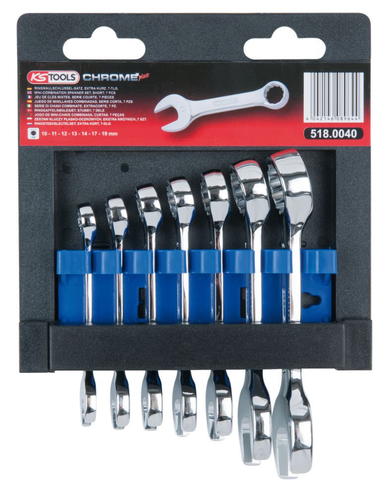 Produktbild KS Tools CHROME plus Ringmaulschlüssel Satz kurz 7 teilig