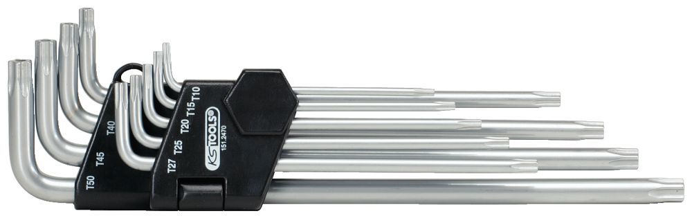 Produktbild KS Tools Fünfstern-Winkelstiftschlüssel-Satz, Bohrung, lang, 9-tlg.