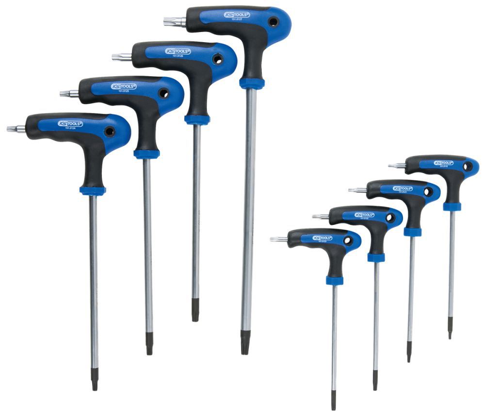 Produktbild KS Tools ERGOTORQUEplus T Griff Torx Winkelstiftschlüssel Satz mit Bohrung 8 Teile
