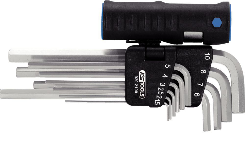 Produktbild KS Tools 3 in 1 Innensechskant Winkelstiftschlüssel Satz lang 10 Teile