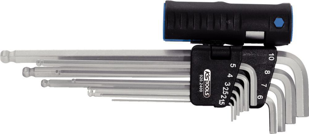 Produktbild KS Tools 3 in 1 Innensechskant Winkelstiftschlüssel Satz10 teilig XL Kugelkopf
